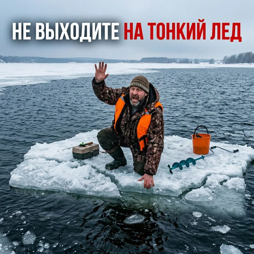 😱  Выход на тонкий лёд может привести к трагедии!