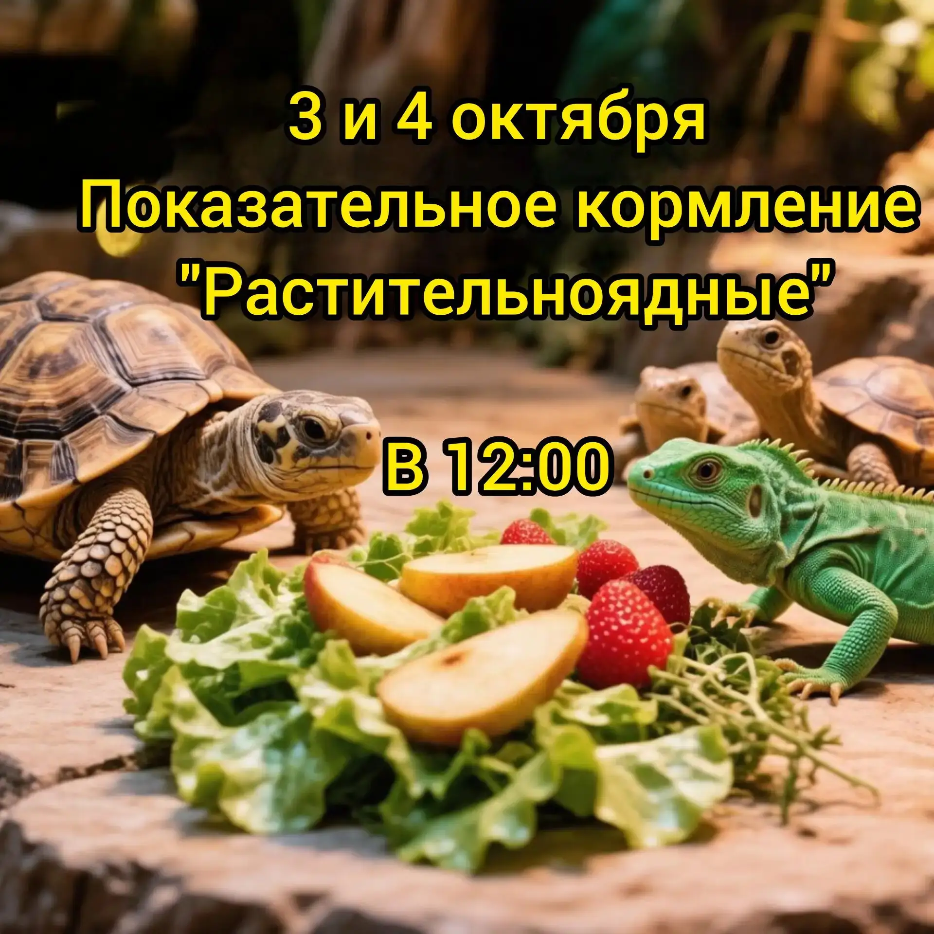 ⏰ Приходите 3 и 4 октября в 12:00 — увидите, как черепахи, игуаны и другие обитатели ла...