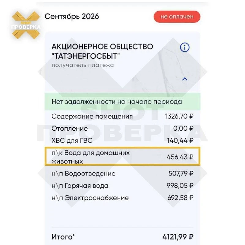 Счета за воду для несуществующих питомцев получили жители Татарстана