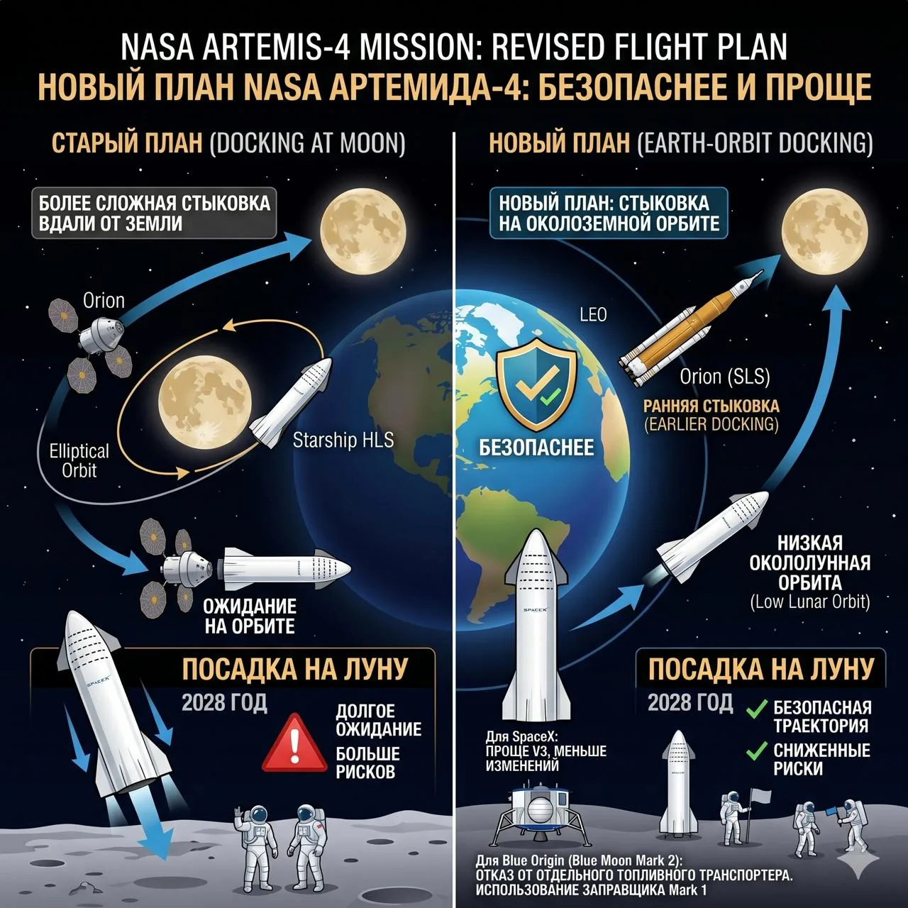 🚀 NASA меняет план полета на Луну: безопаснее, проще, быстрее

Агентство раскрыло подробности мисси