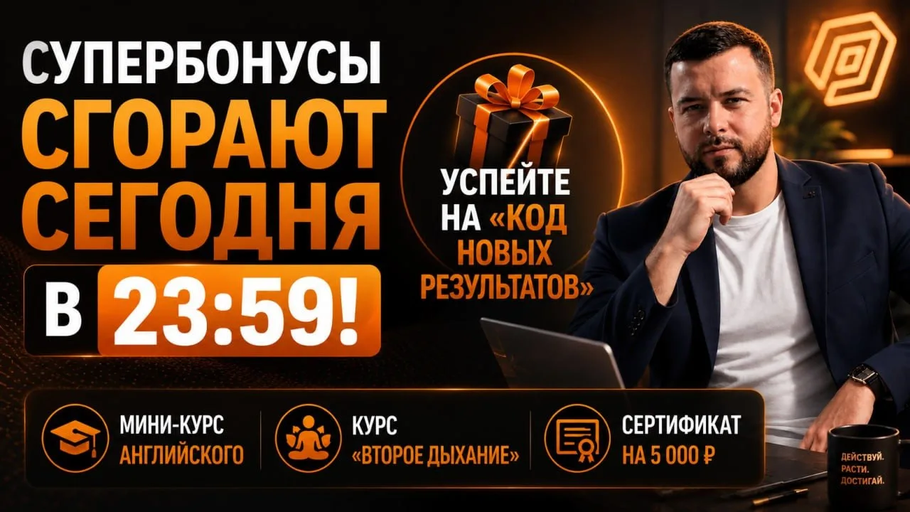 🔥 Супербонусы сгорают сегодня в 23:59! Успейте на «Код новых результатов»