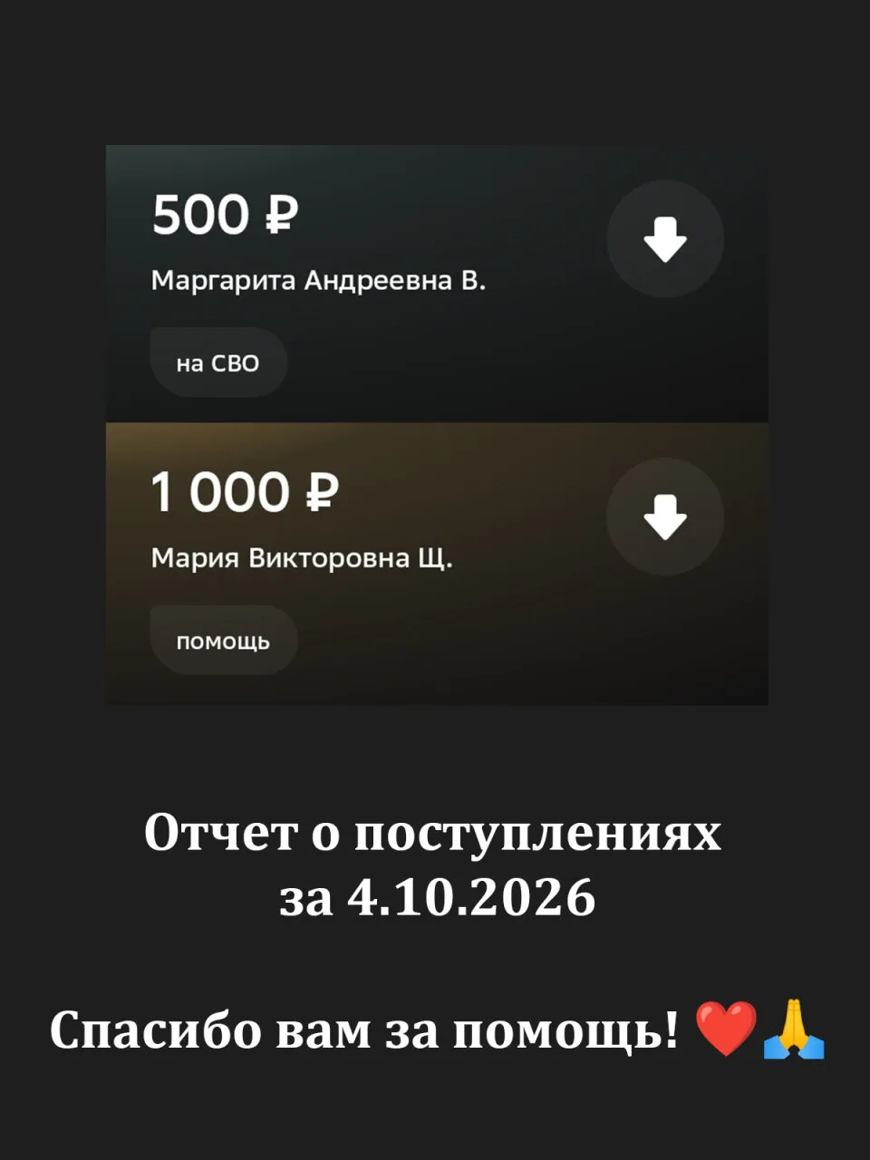 Отчет за 4.10.2026 спасибо за вашу помощь! ❤🙏