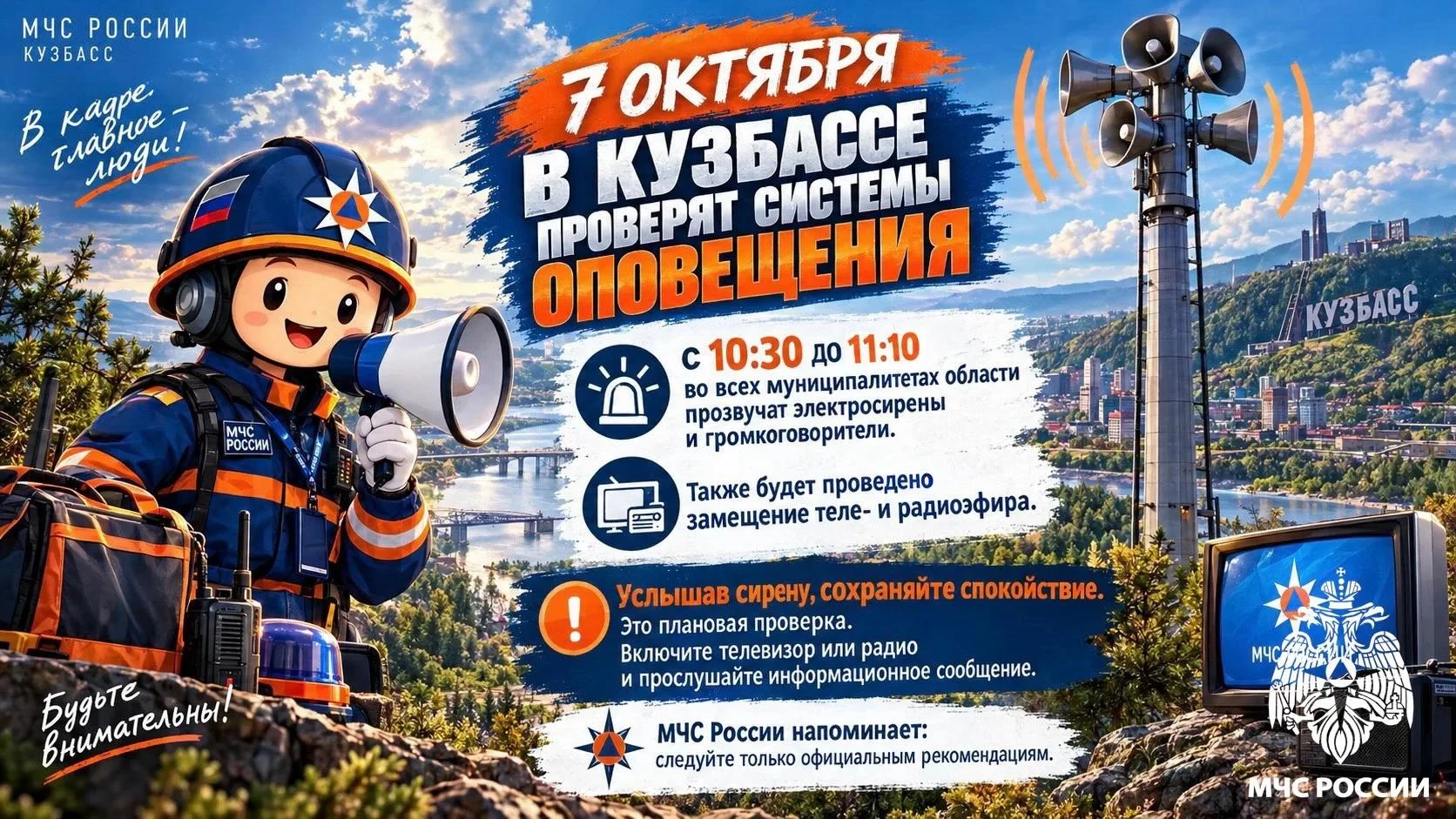 📢 9 (новая дата) октября в Кузбассе проверят системы оповещения