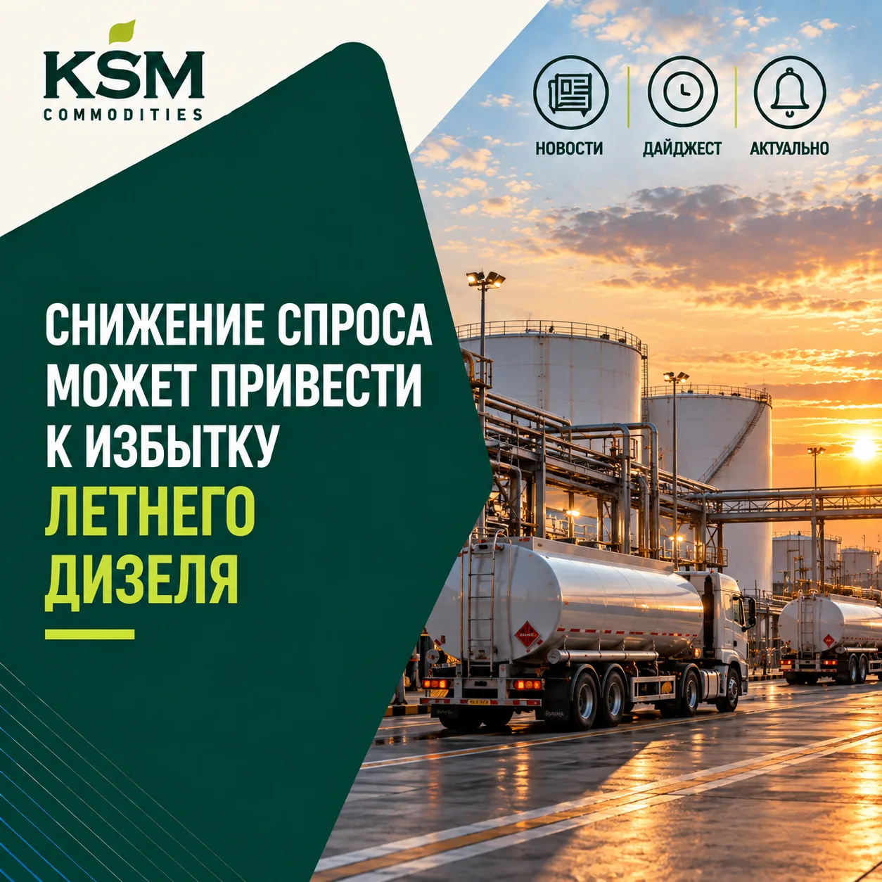⛽ Снижение спроса может привести к избытку летнего дизеля