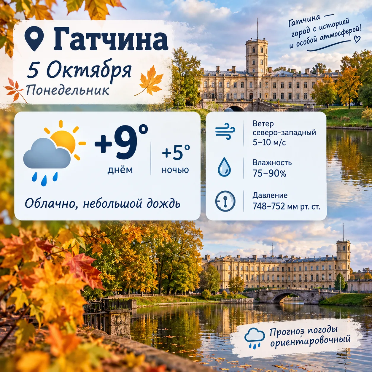 Погода на сегодня в Гатчине 🌤️