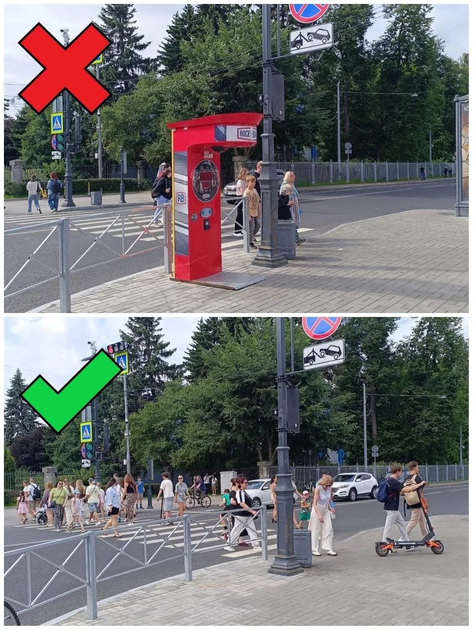 У станции метро «Крестовский остров» снесли незаконный силомер. Он размещался на тротуа...