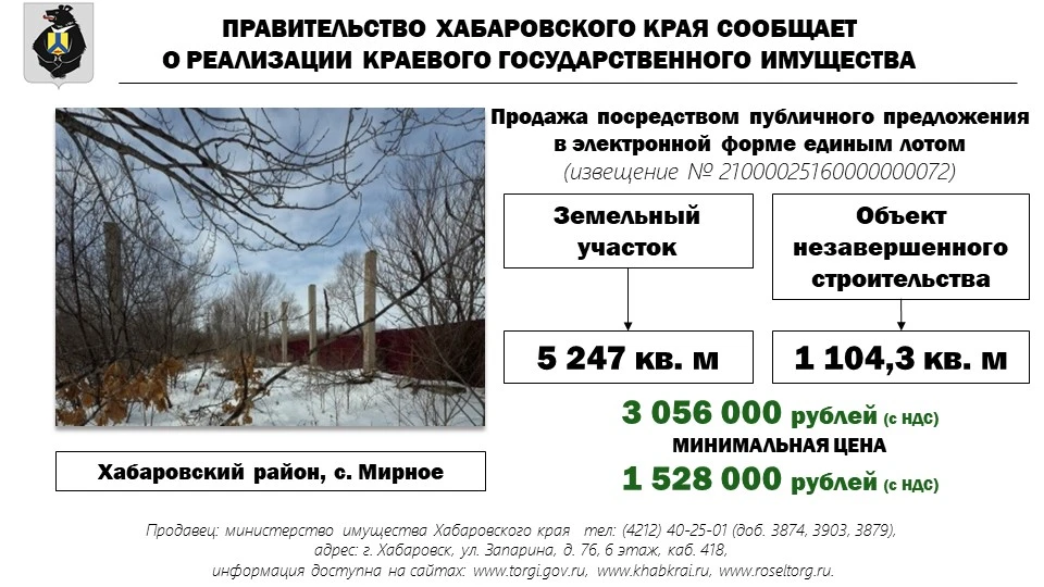 Министерство имущества сообщает о реализации краевого государственного имущества