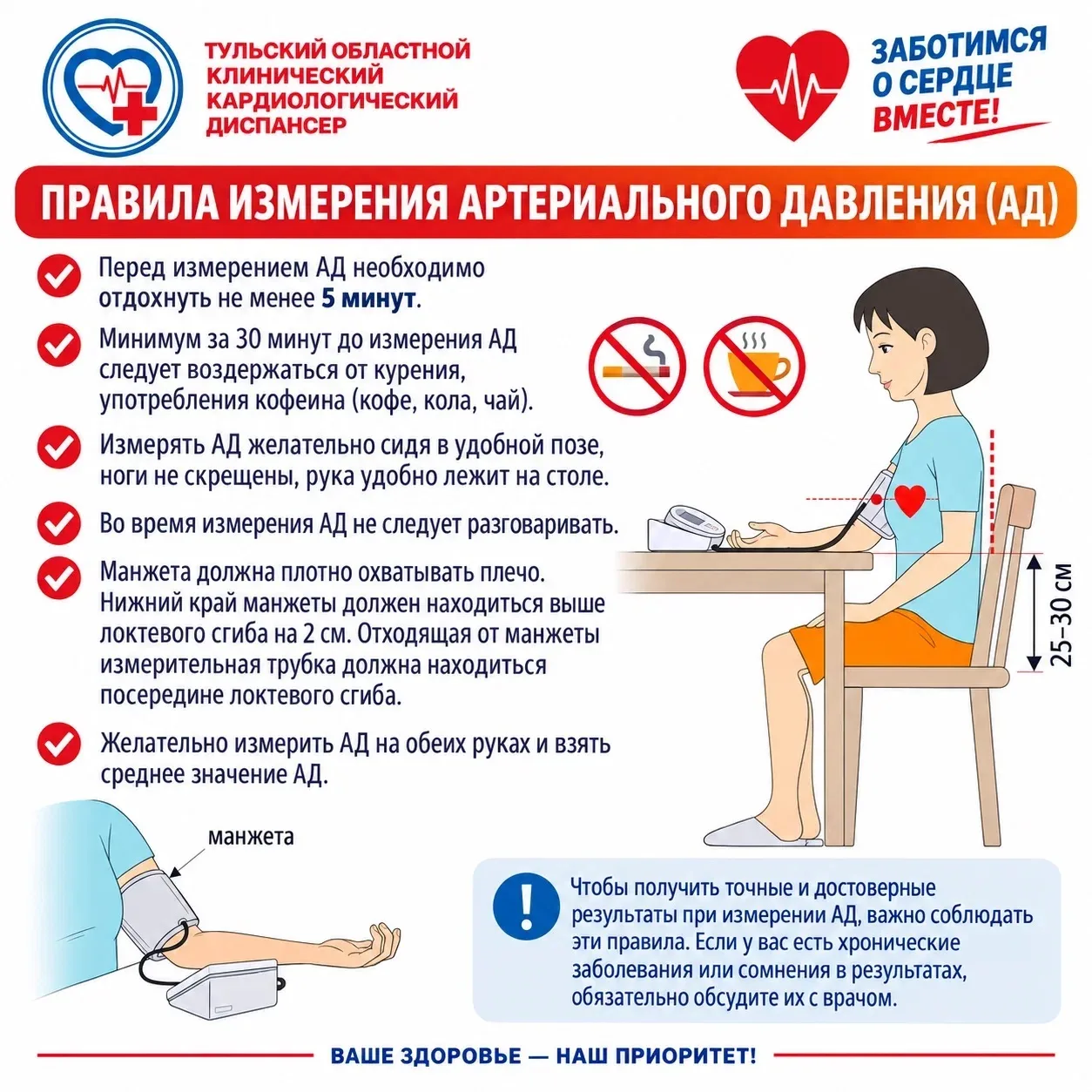 ❤️ Неделя ответственного отношения к сердцу: измеряем артериальное давление правильно