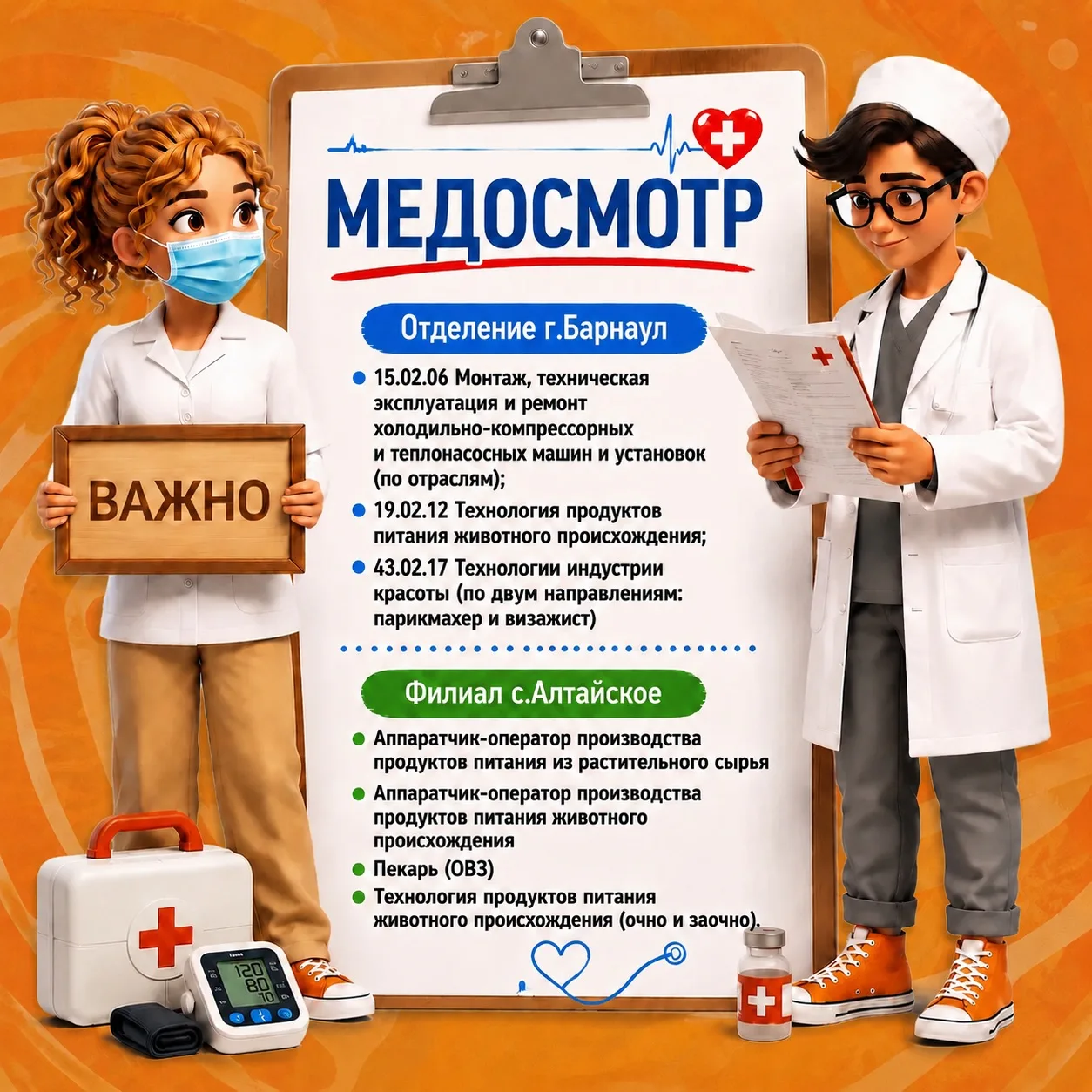 Внимание: информация о медосмотре при поступлении

Привет, абитуриент! 👋
#Я_ИдуУчиться_вМКСиПТ! ✨

