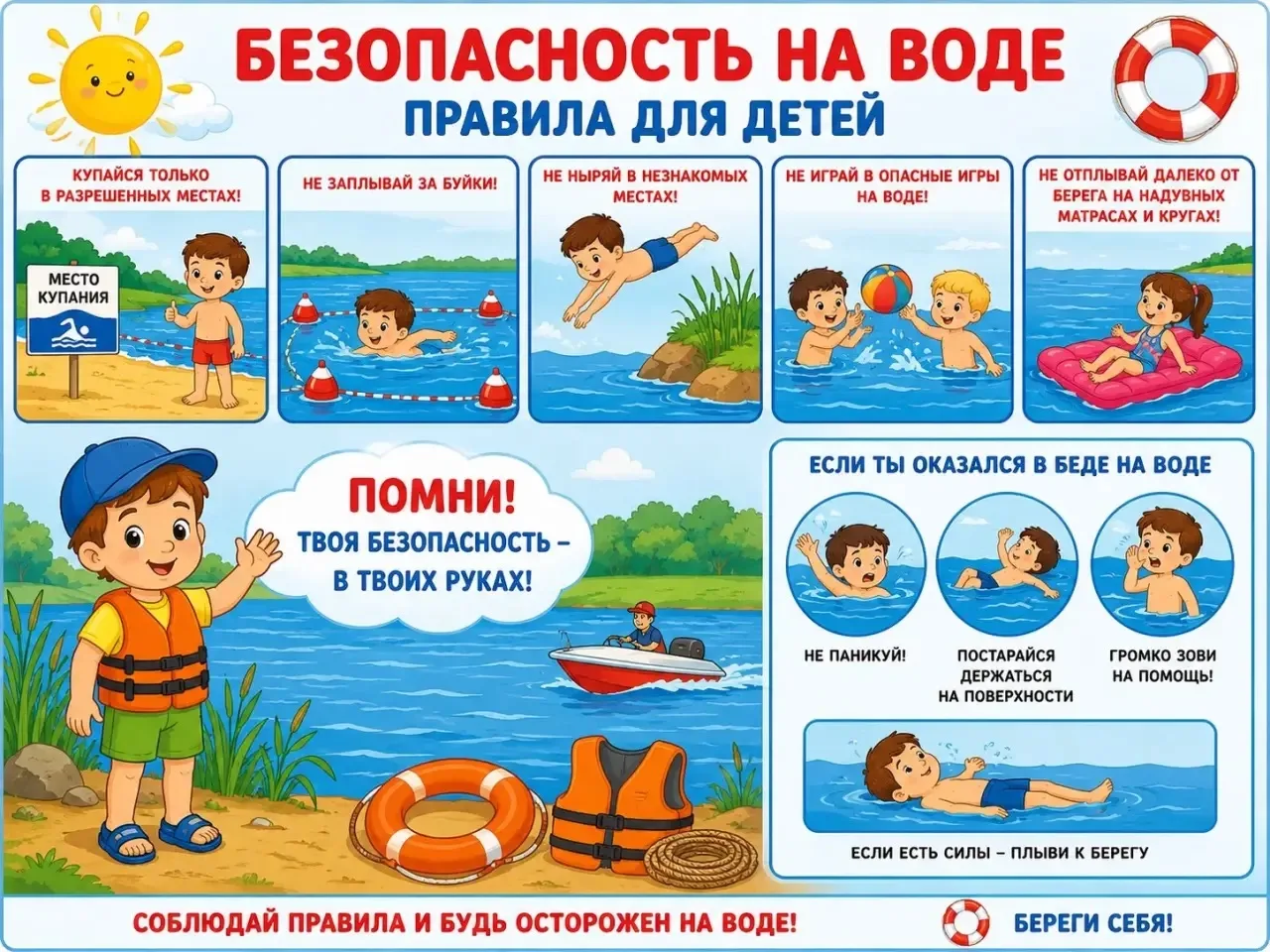 ❗️Безопасность на воде: учимся быть осторожными ❗️