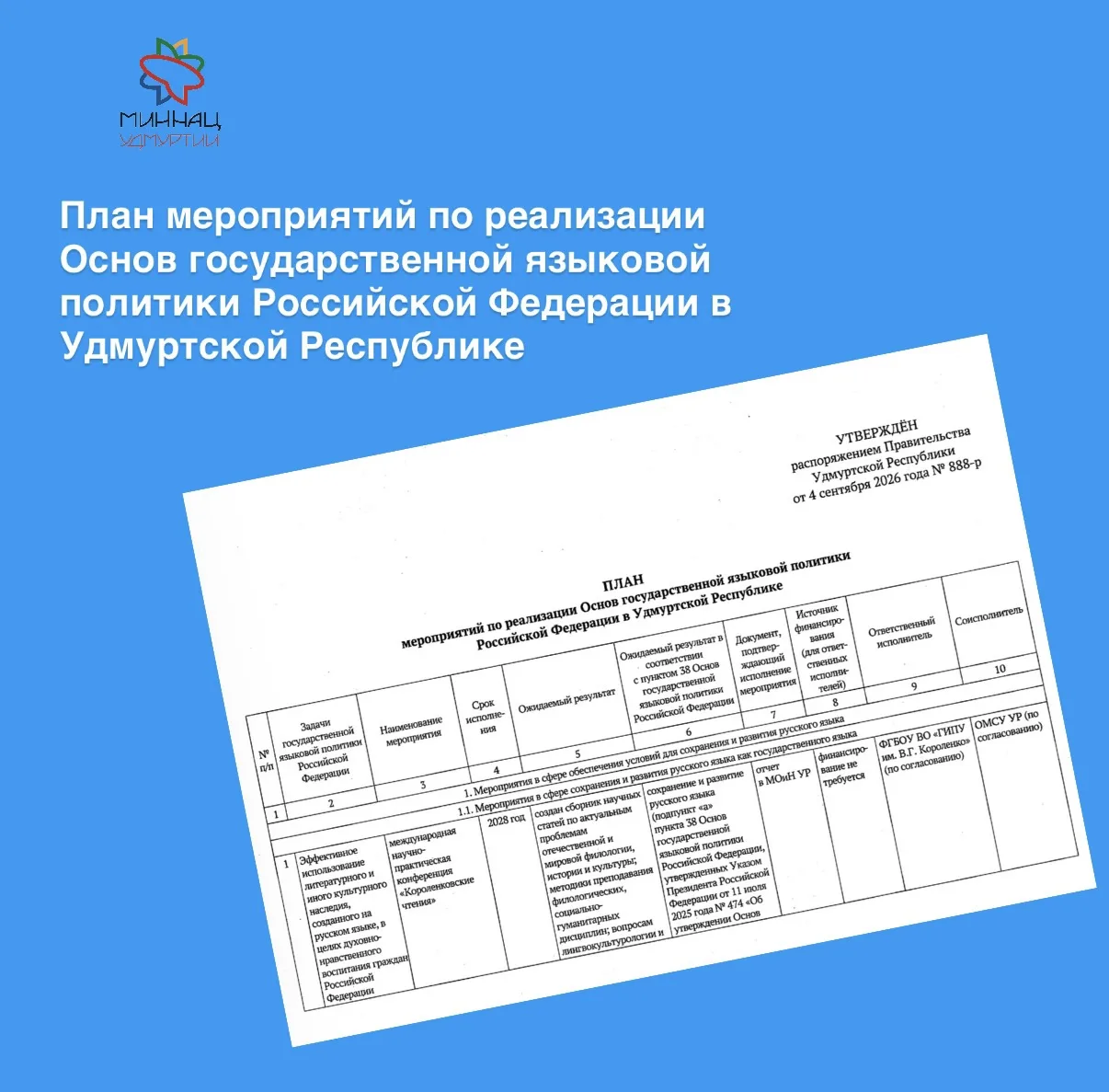 ‼ В Удмуртии утверждён План мероприятий по реализации Основ государственной языковой по...
