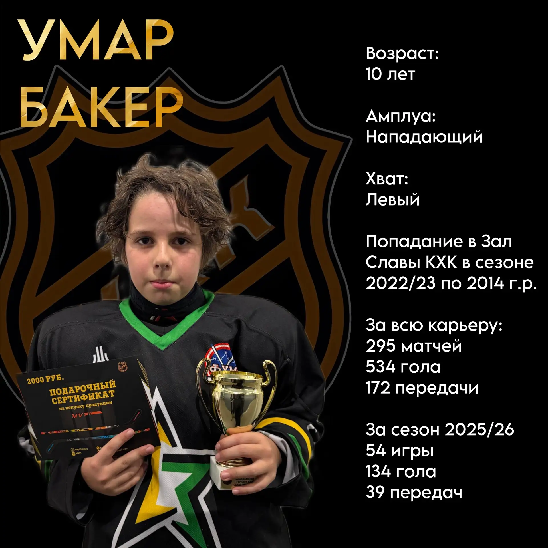 🏆 Умар Бакер — лучший бомбардир среди 2015 г.р.!

🏒 По итогам сезона 2025/26 Умар не просто вошёл 