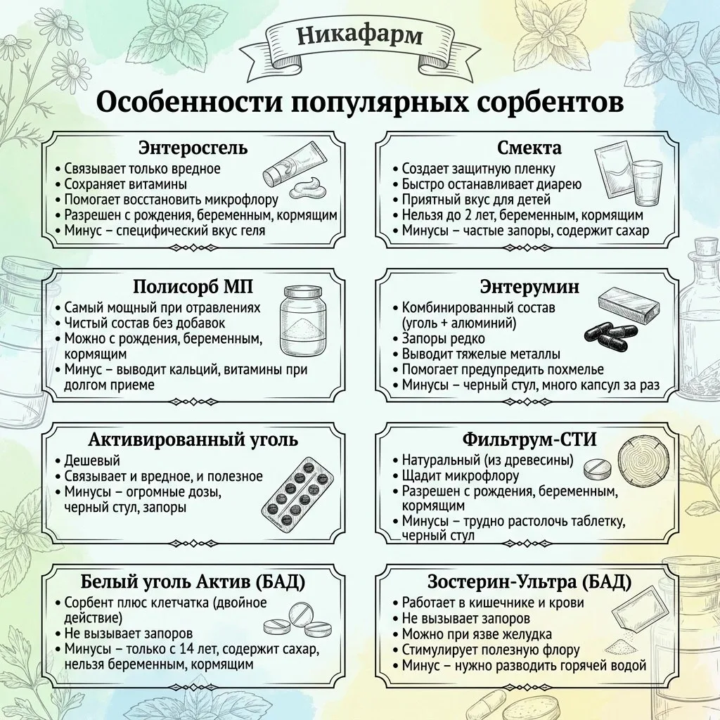 🔴 ШПАРГАЛКА ПО ОСОБЕННОСТЯМ СОРБЕНТОВ

📋 Краткое содержание сегодняшнего разбора сорбентов - в это