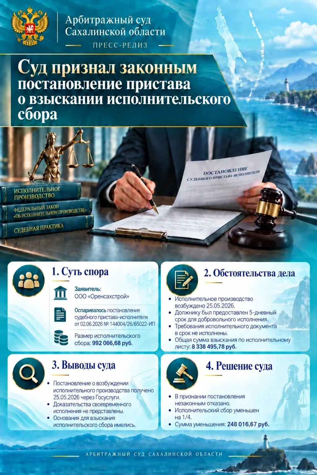 ООО «Оренсахстрой» обратилось в Арбитражный суд Сахалинской области с заявлением о приз...