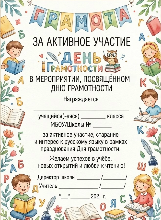 💫Грамоты ко Дню грамотности