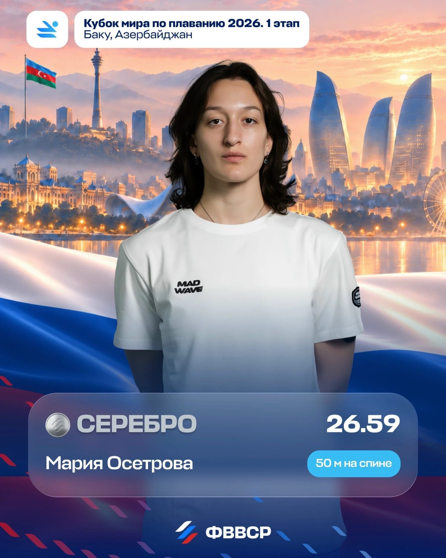 ⚡ Серебро этапа Кубка мира по плаванию в Баку