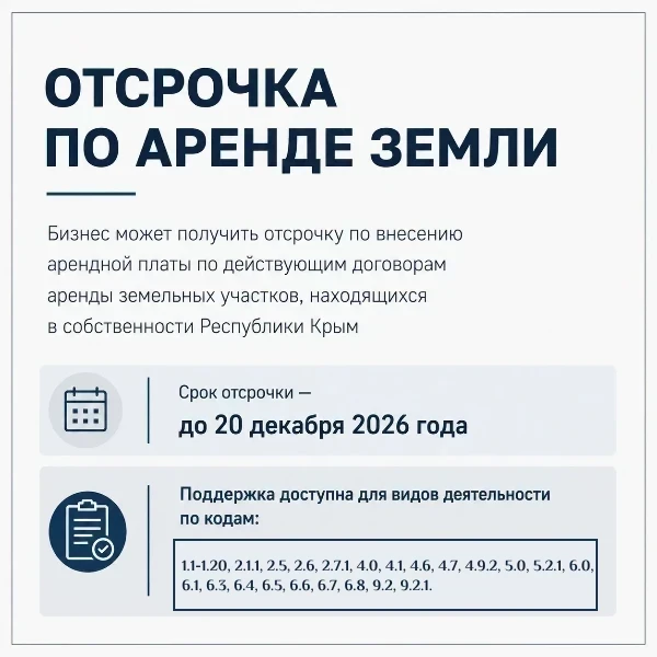 Крымские предприниматели могут воспользоваться отсрочкой по внесению арендной платы за ...