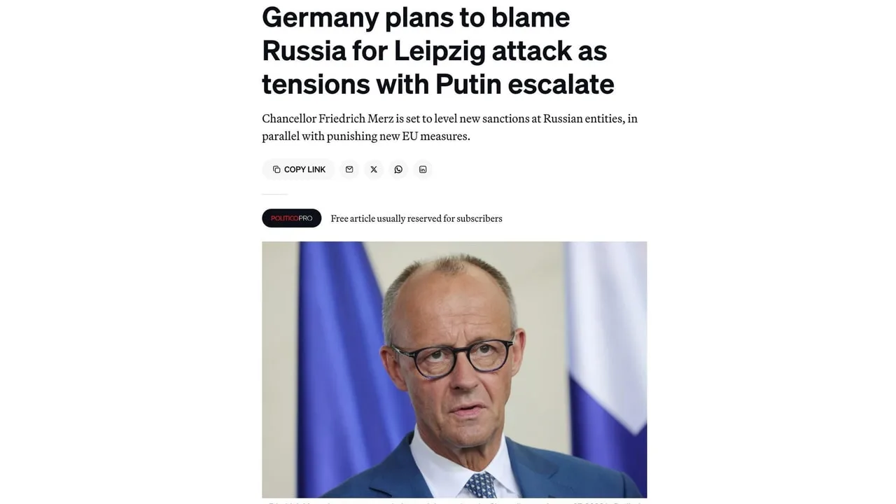 ❗️ Германия готовится официально возложить на Россию ответственность за попытку атаки б...