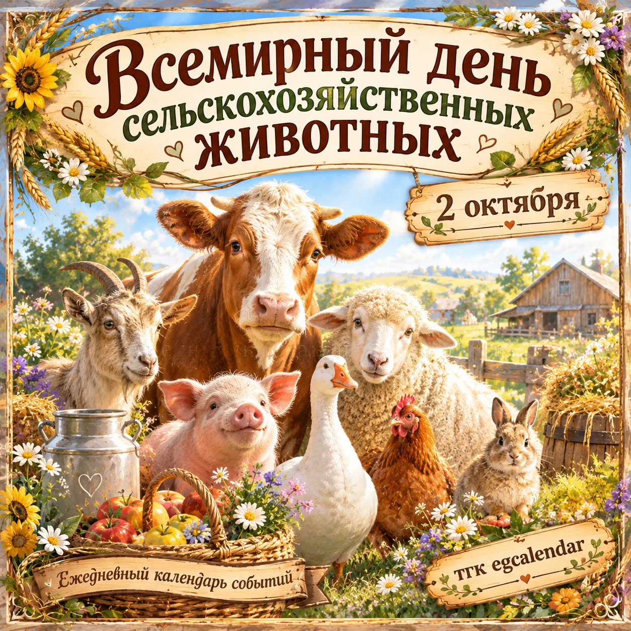 Всемирный день сельскохозяйственных животных (2 октября) — это повод задуматься о тех, ...