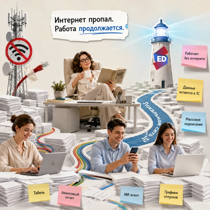 Возможен ли кадровый учет в 1С даже без интернета?