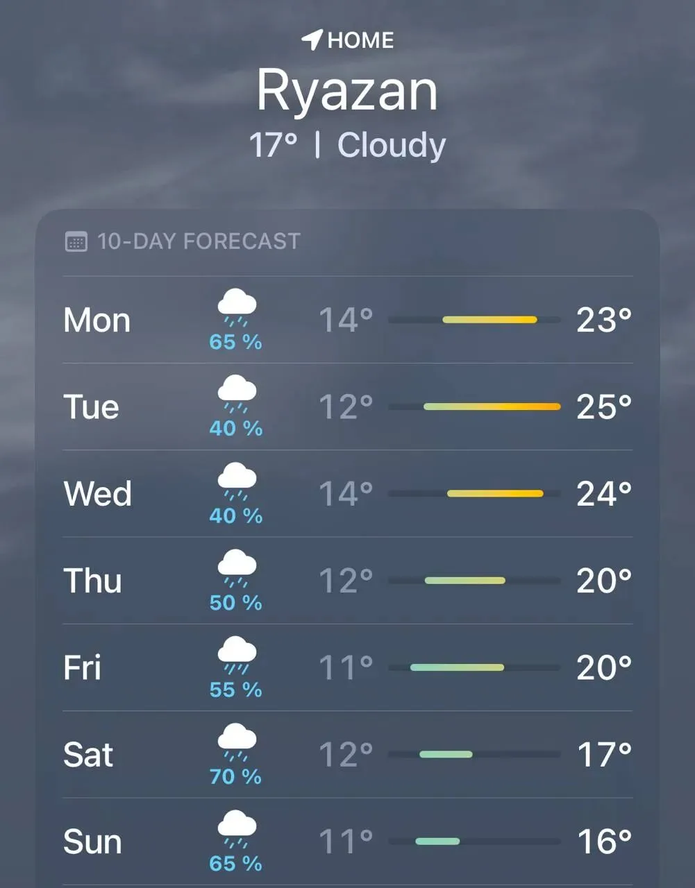 ⛈️ Затяжные дожди придут в Рязань на всю следующую неделю