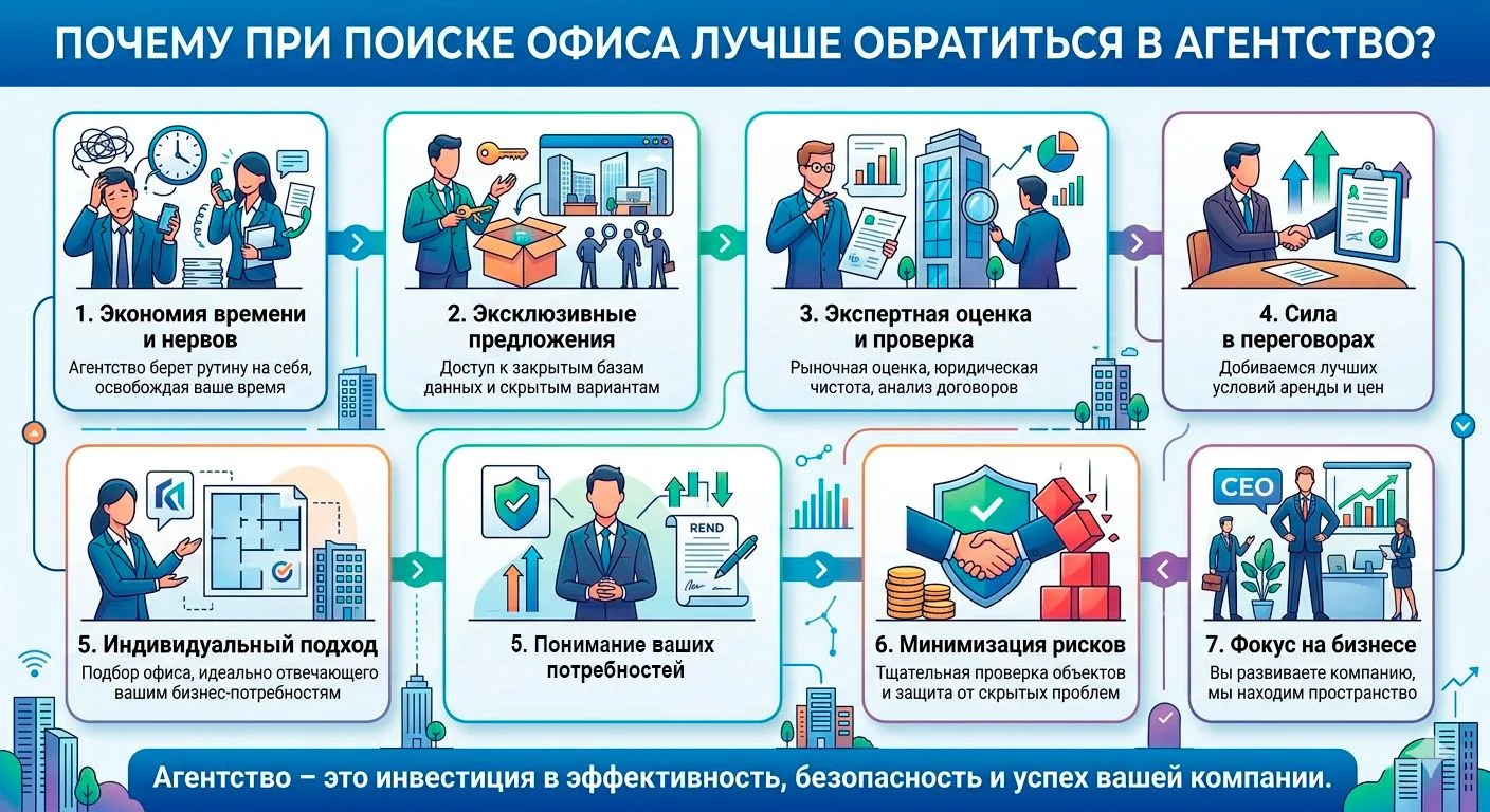 💡Почему при поиске офиса лучше обратиться в агентство?