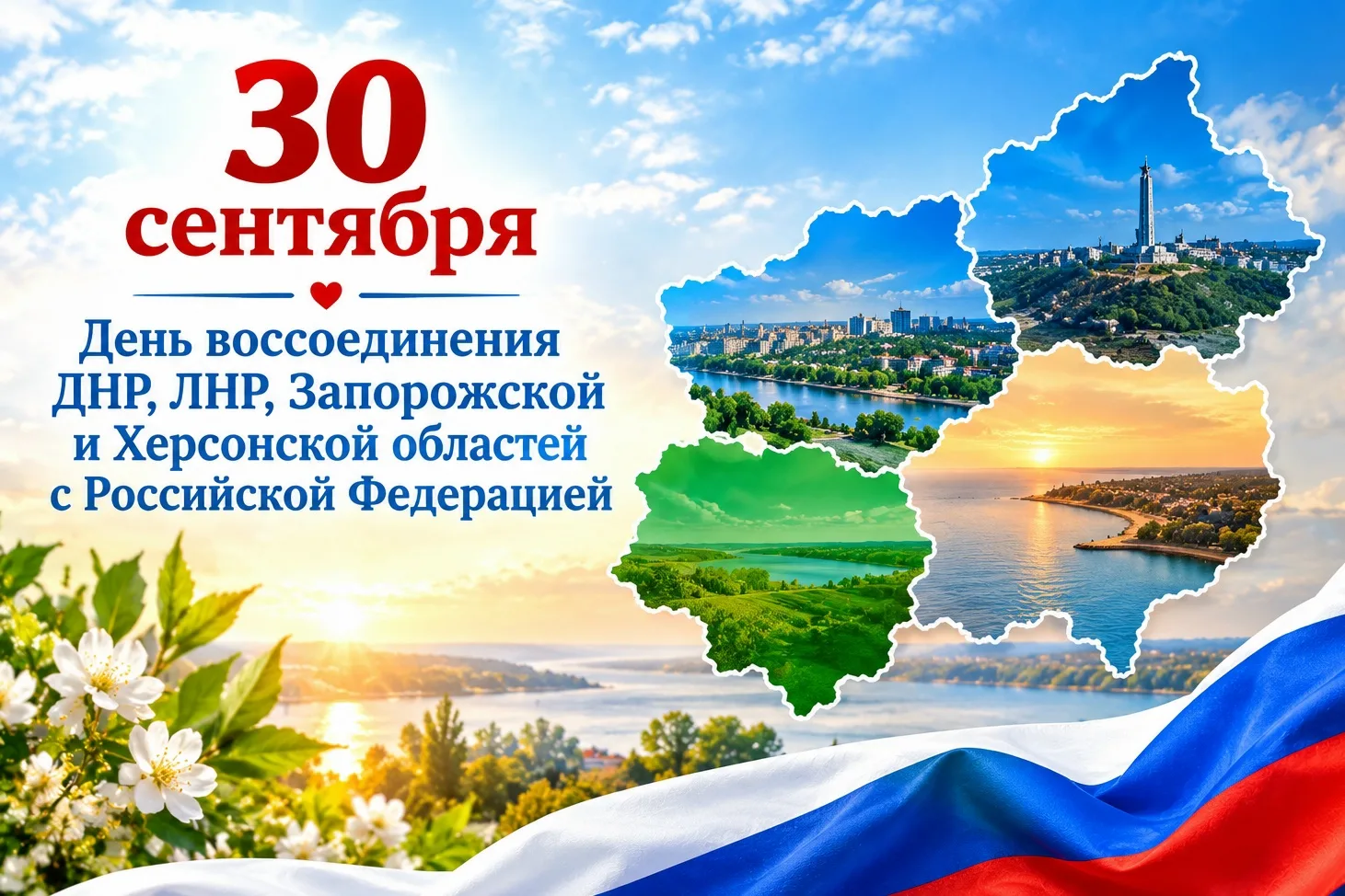 30 сентября — День воссоединения ДНР, ЛНР, Запорожской и Херсонской областей с Российск...