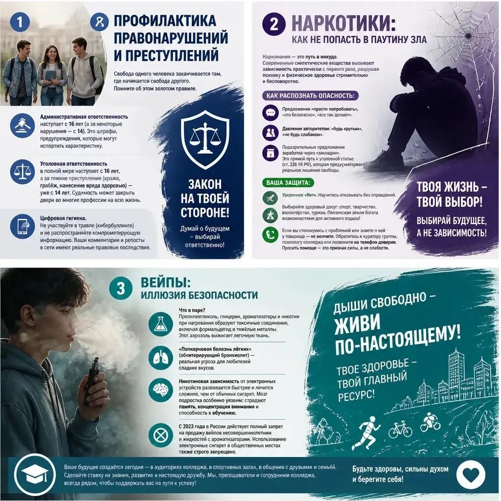 Уважаемые студенты Многопрофильного колледжа ПГУ! 

Наша безопасность, здоровье и успешное будущее —