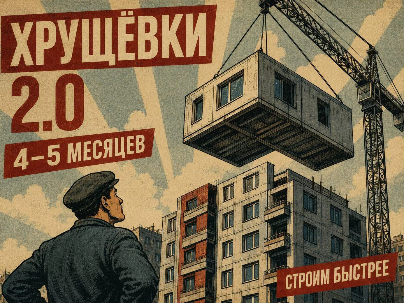 🏢 Хрущёвки возвращаются 

В Москве хотят строить дома по реновации всего за 4–5 месяцев. Для этого 