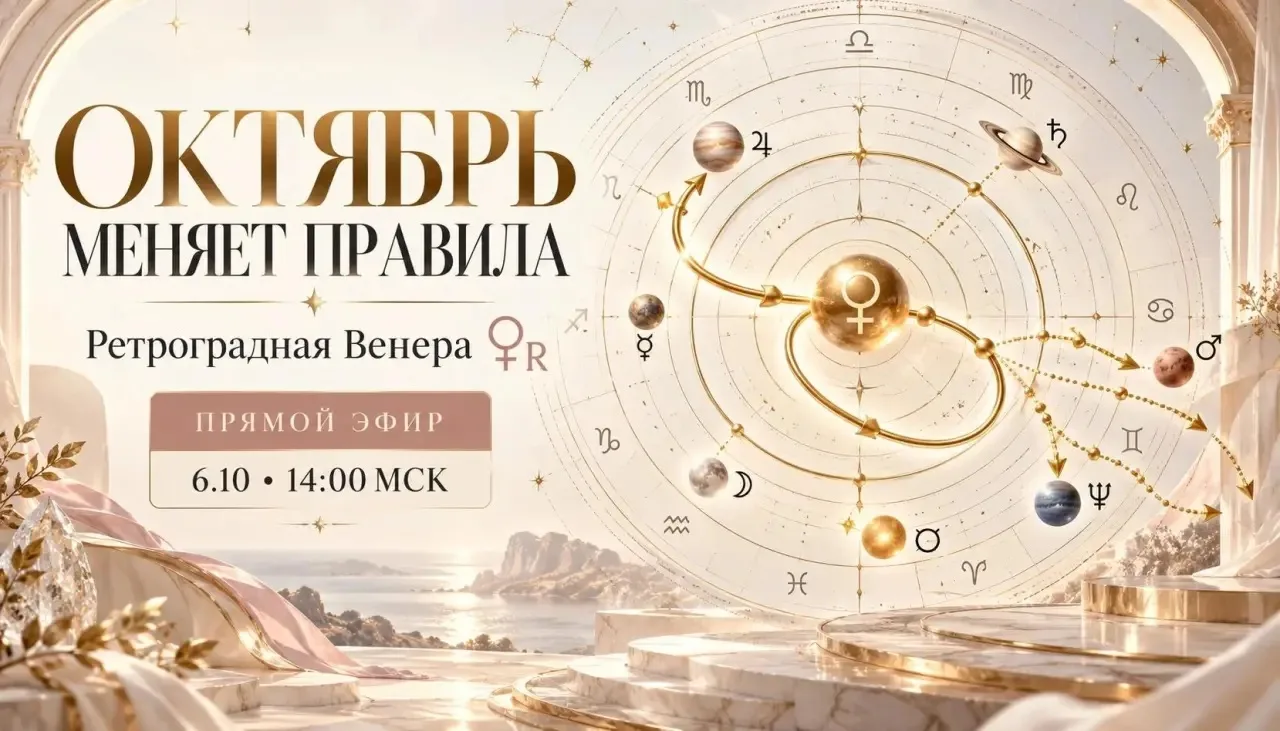 Уже через 5 минут начинаем прямой эфир «Ретроградная Венера и другие астрособытия октября»
