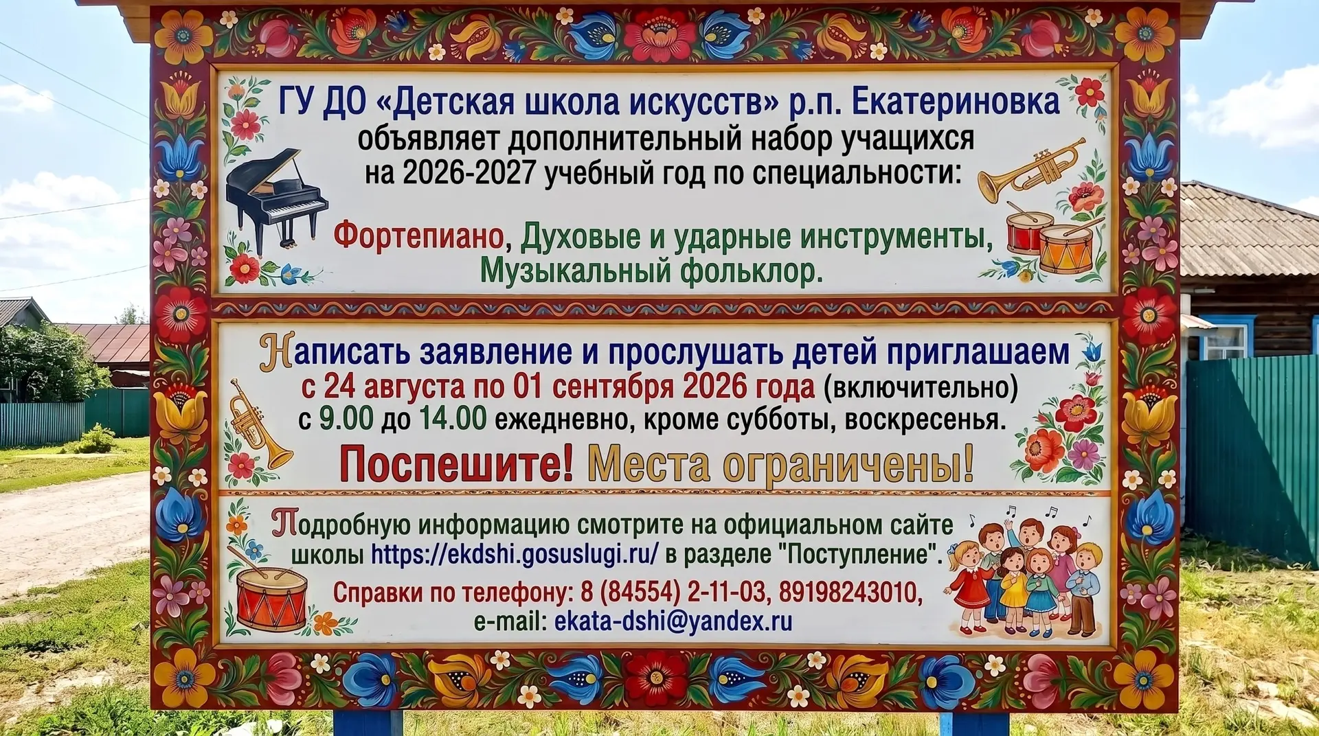 📣 Друзья! Поспешите! Осталось всего несколько мест! Успейте записать ребёнка в ДШИ!