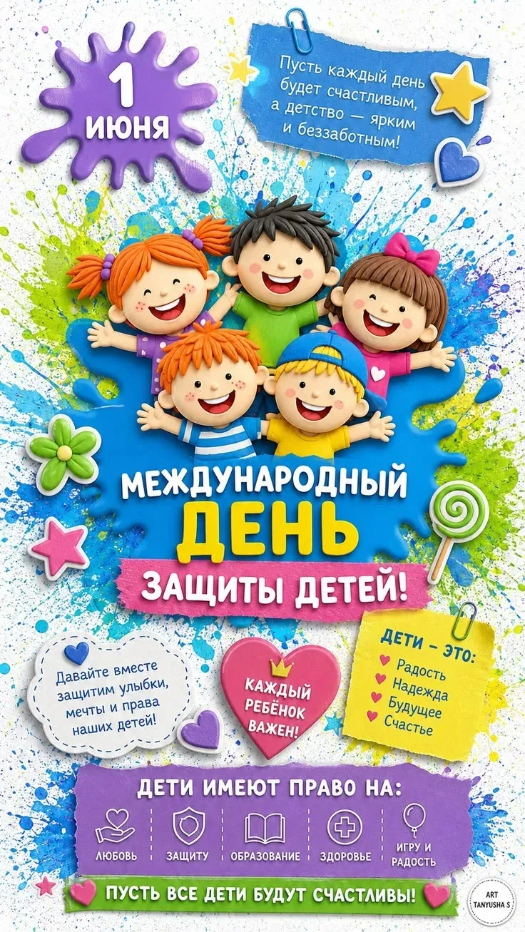 1 июня — Международный день защиты детей. Этот праздник учреждён в 1949 году Международной демократи