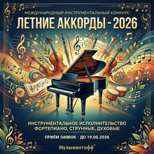 I Международный инструментальный конкурс
"ЛЕТНИЕ АККОРДЫ - 2026".
https://fest.muzikantoff.ru/letnie