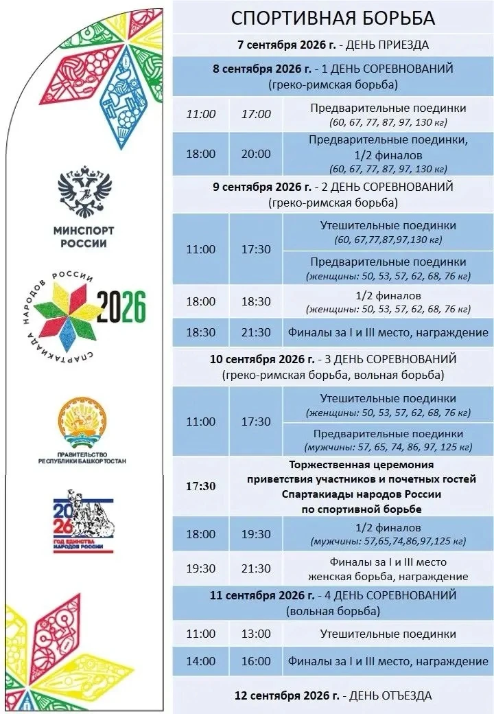 🤼 Завтра на Спартакиаде народов России 2026 начнутся первые поединки по спортивной бор...