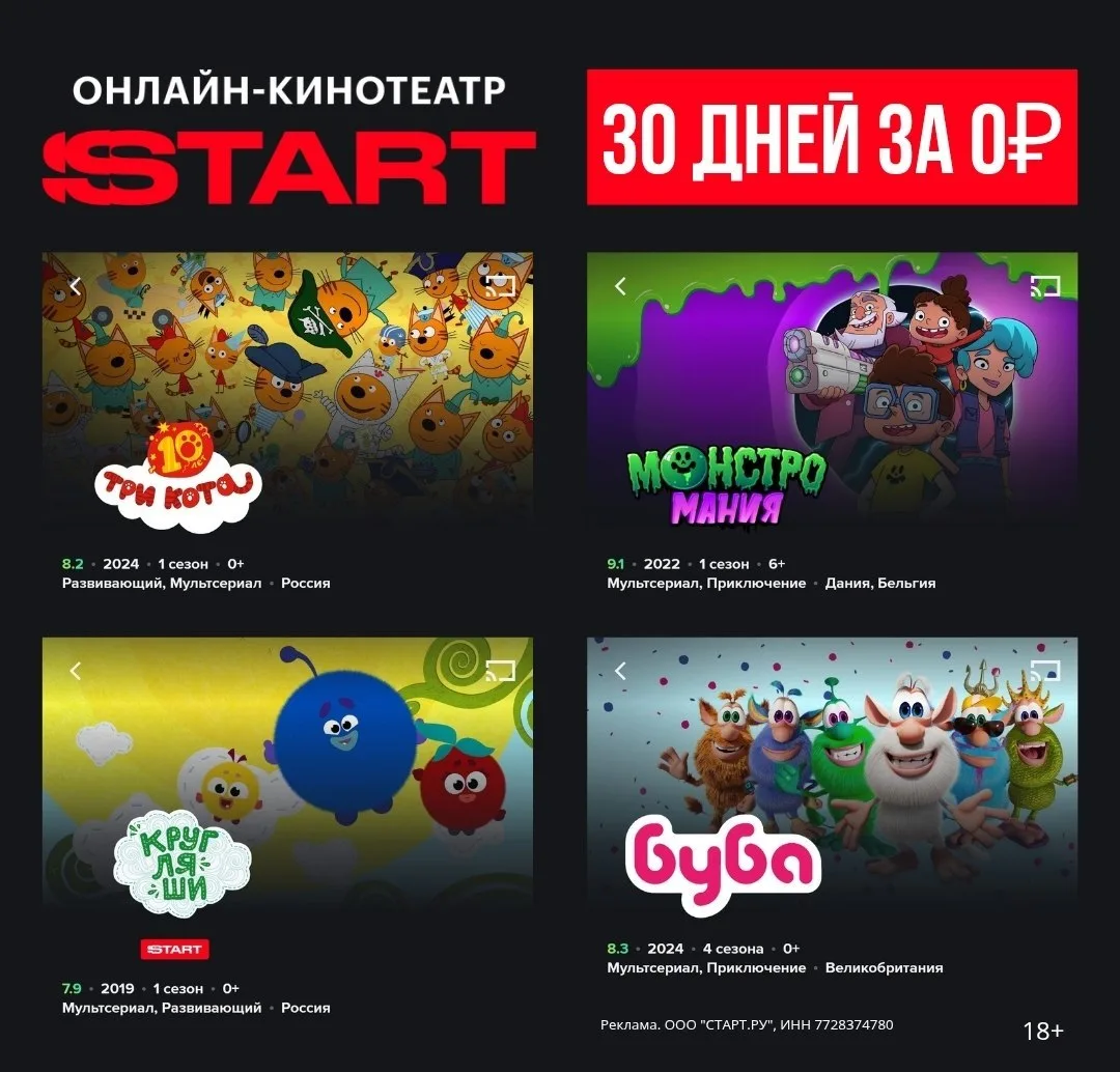 Подборка мультсериалов для детей на START ⭐️