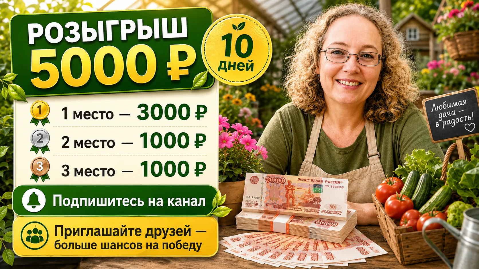 🌿 ДАЧНИКИ, У НАС РОЗЫГРЫШ 5 000 РУБЛЕЙ!