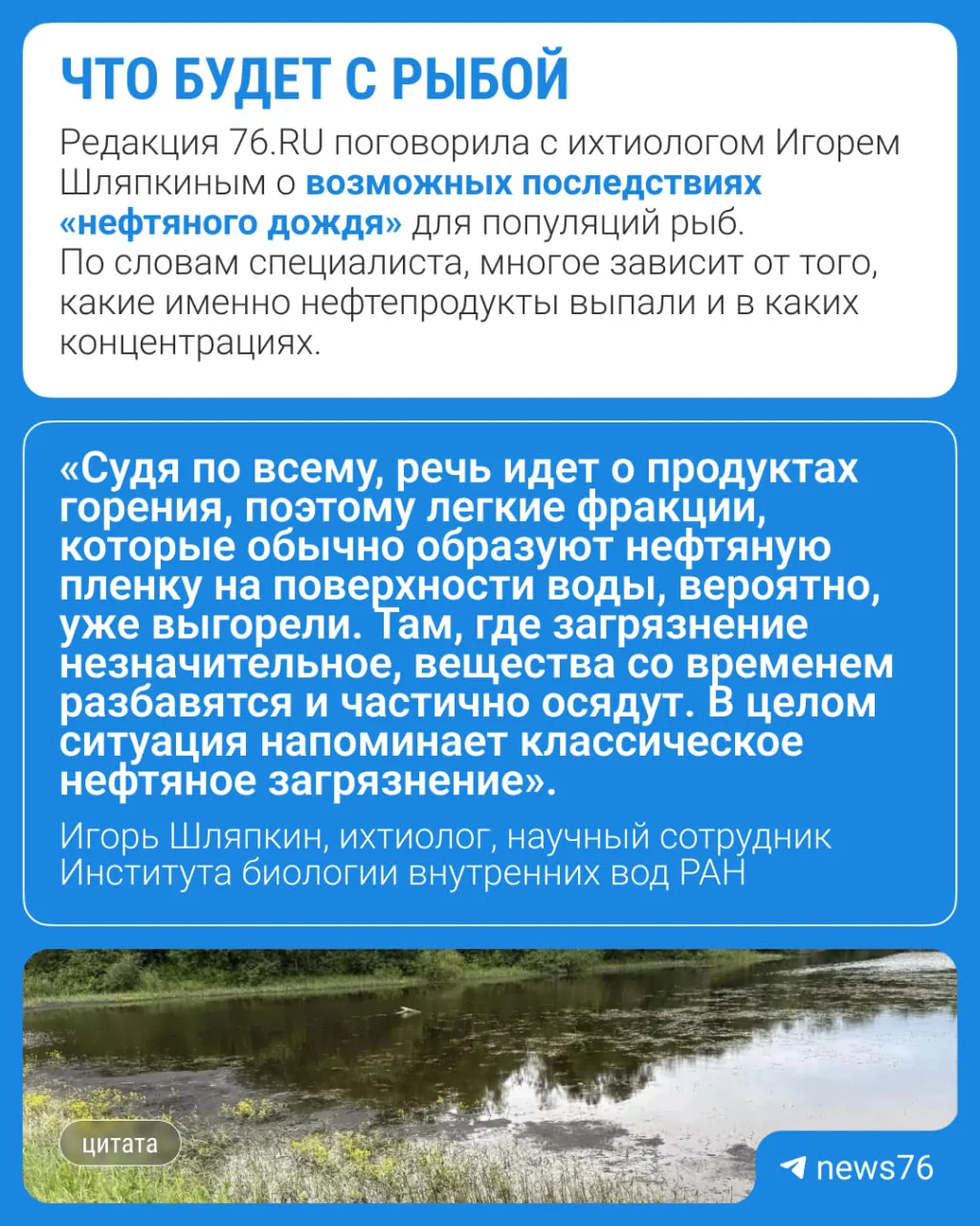 🐟 А что будет с рыбой после «нефтяного дождя» в Ярославской области? 

По предварительным данным, в
