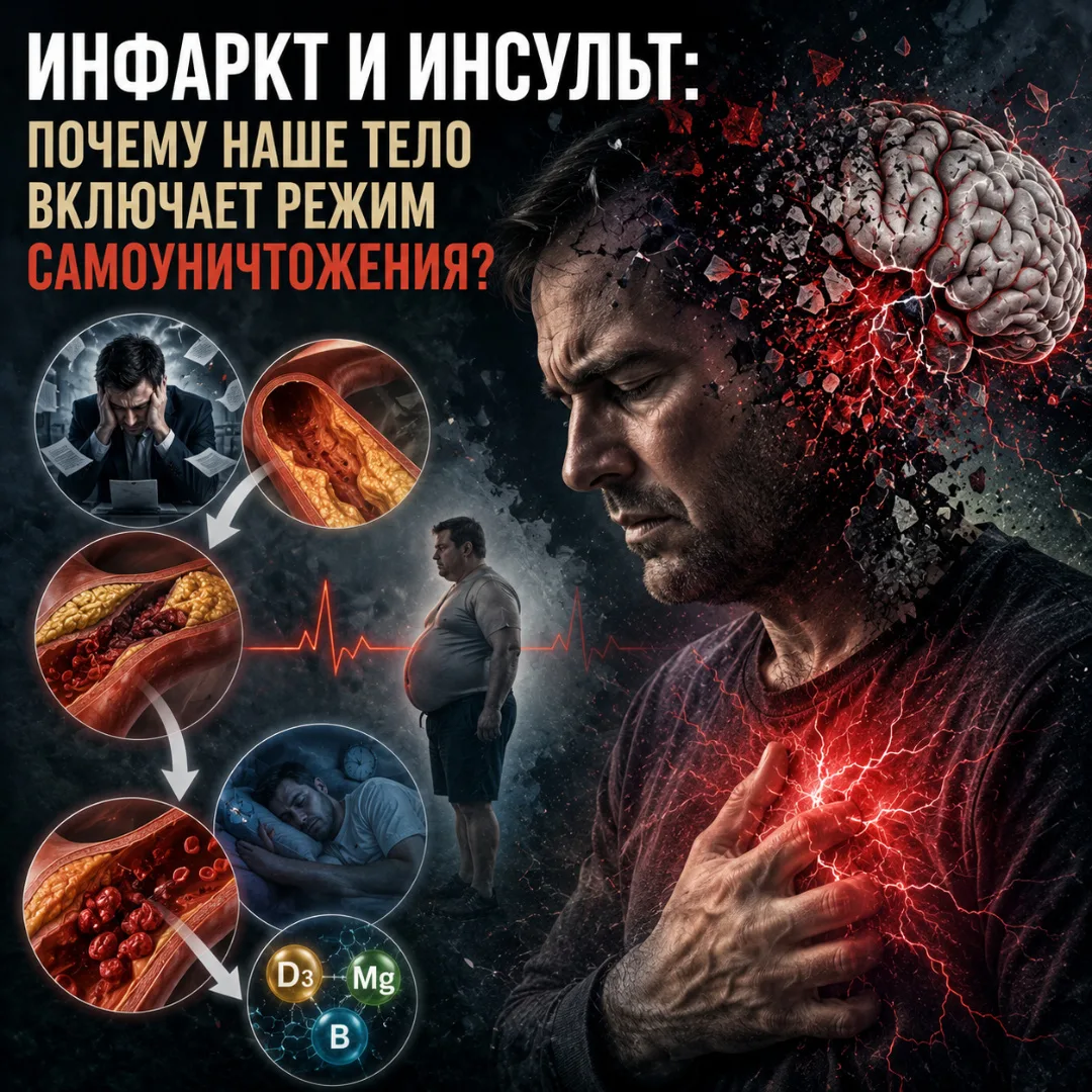 💔Инфаркт и инсульт: почему наше тело включает режим самоуничтожения?

Сердечно-сосудистые катастр