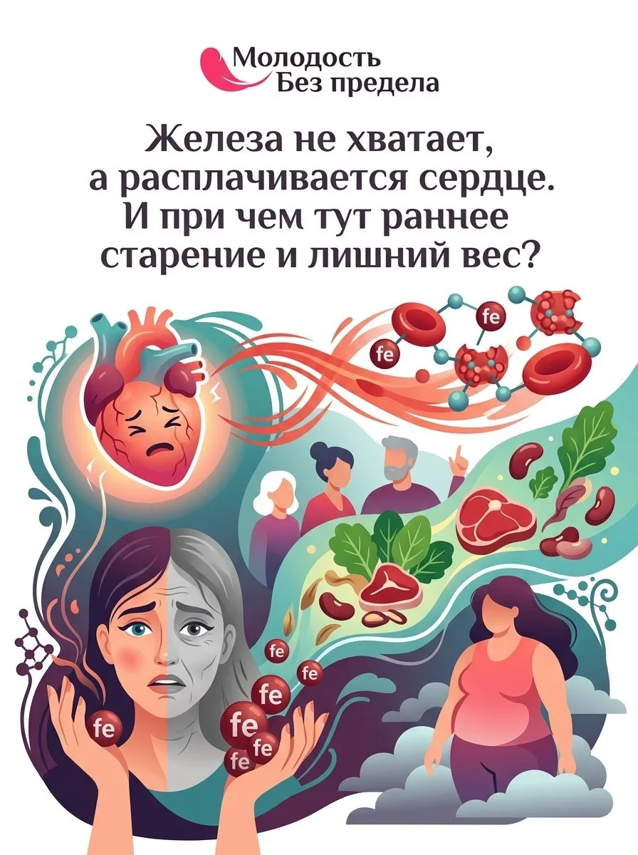 Железа не хватает, а расплачивается сердце. И при чем тут раннее старение и лишний вес?
