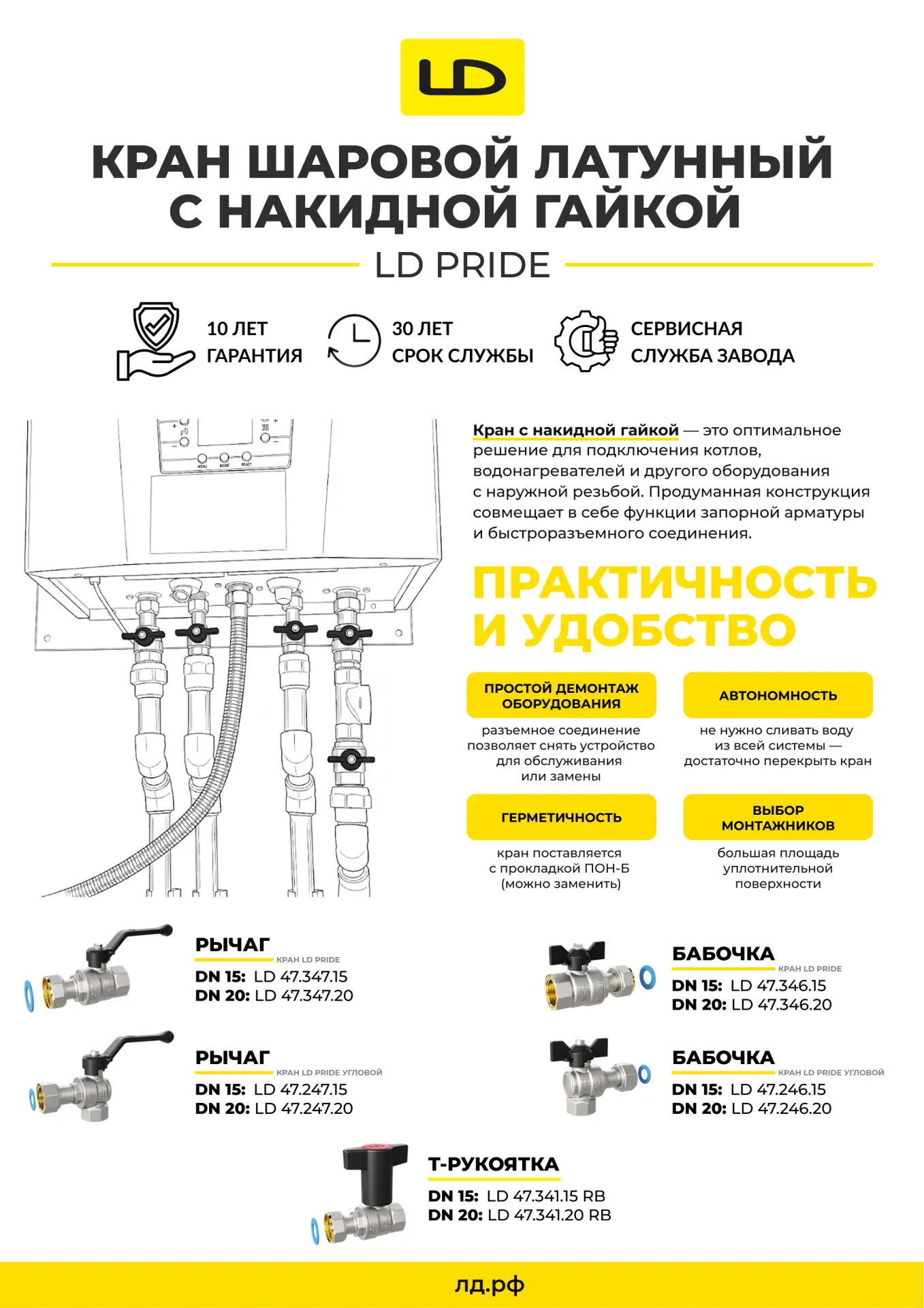 📄 Листовка «Кран LD Pride с накидной гайкой»