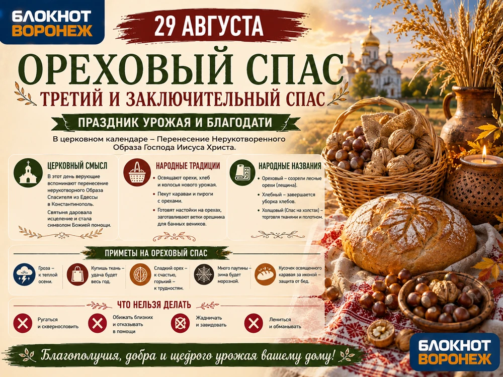 🌾 29 августа, православные христиане отметят Ореховый Спас - третий и заключительный и...