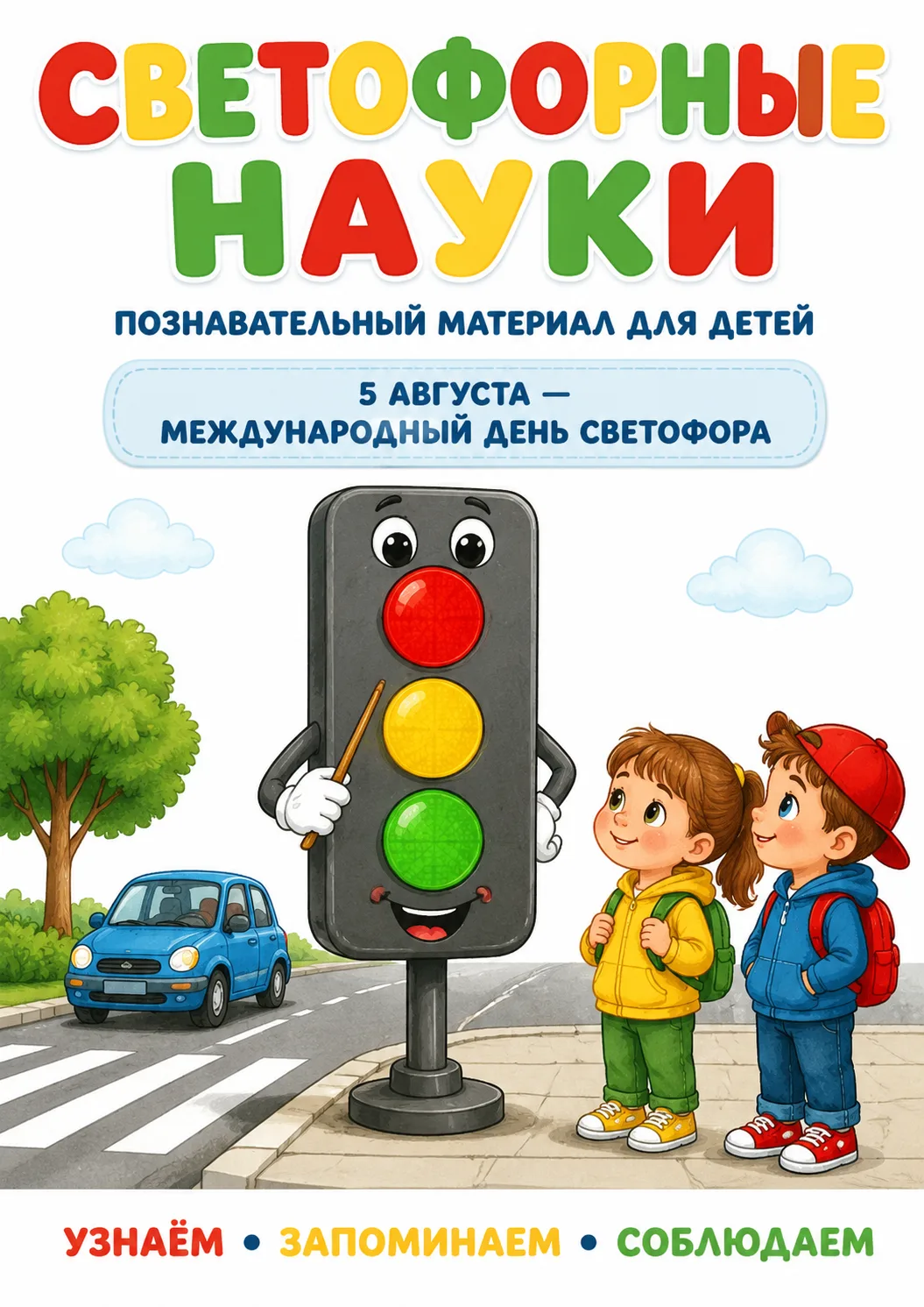 Познавательный материал для детей ко дню светофора (5 августа)