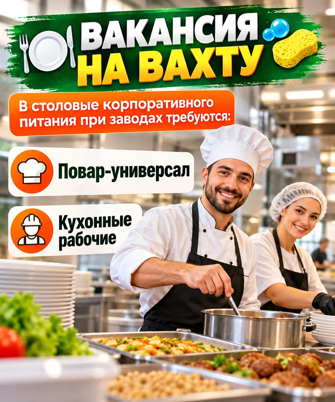 🍽️ ВАКАНСИЯ НА ВАХТУ 🧼🧽