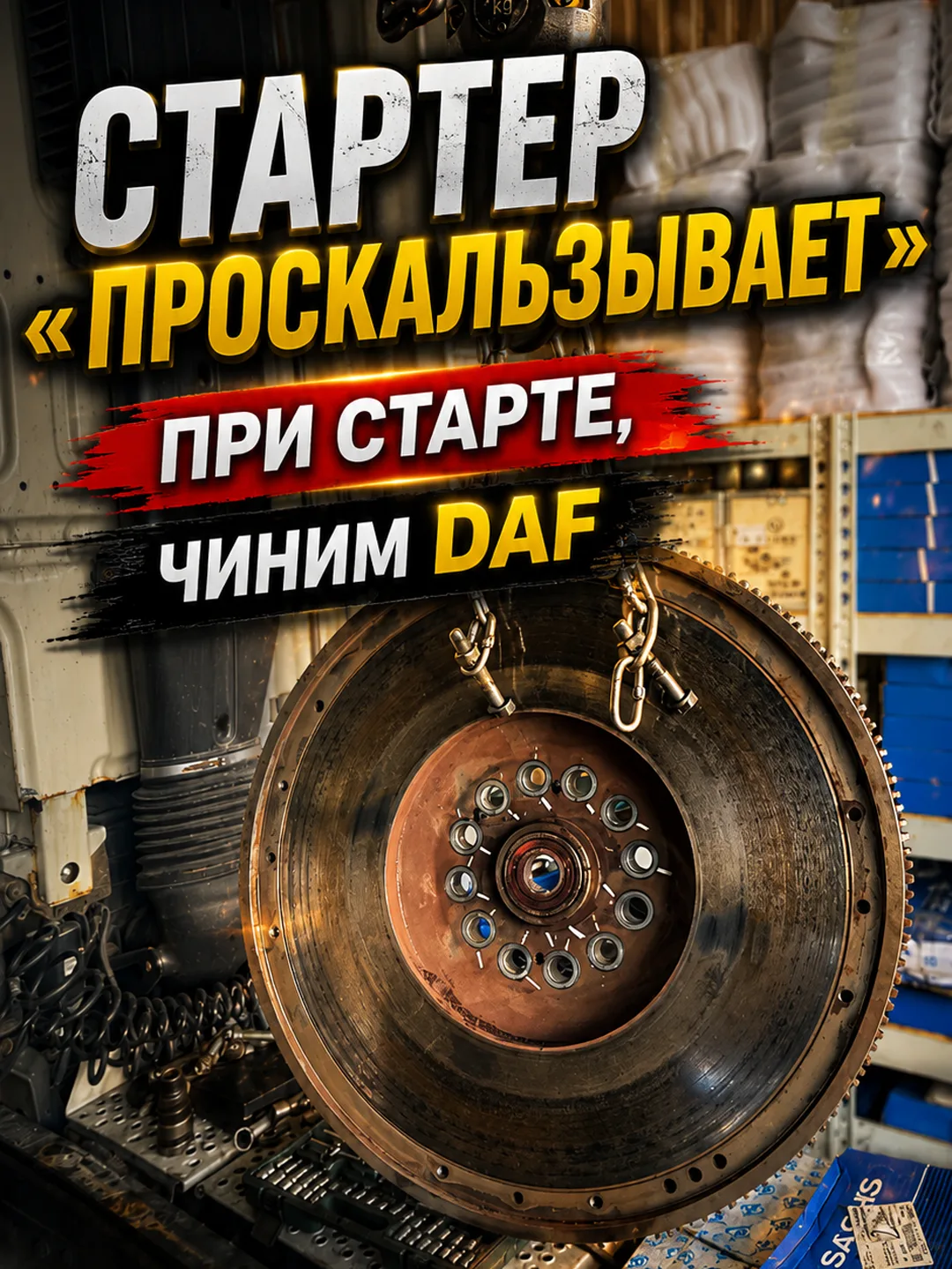 Сегодня работаем с DAF, стартер «проскальзывает» при старте, подозрение на слизанные зу...