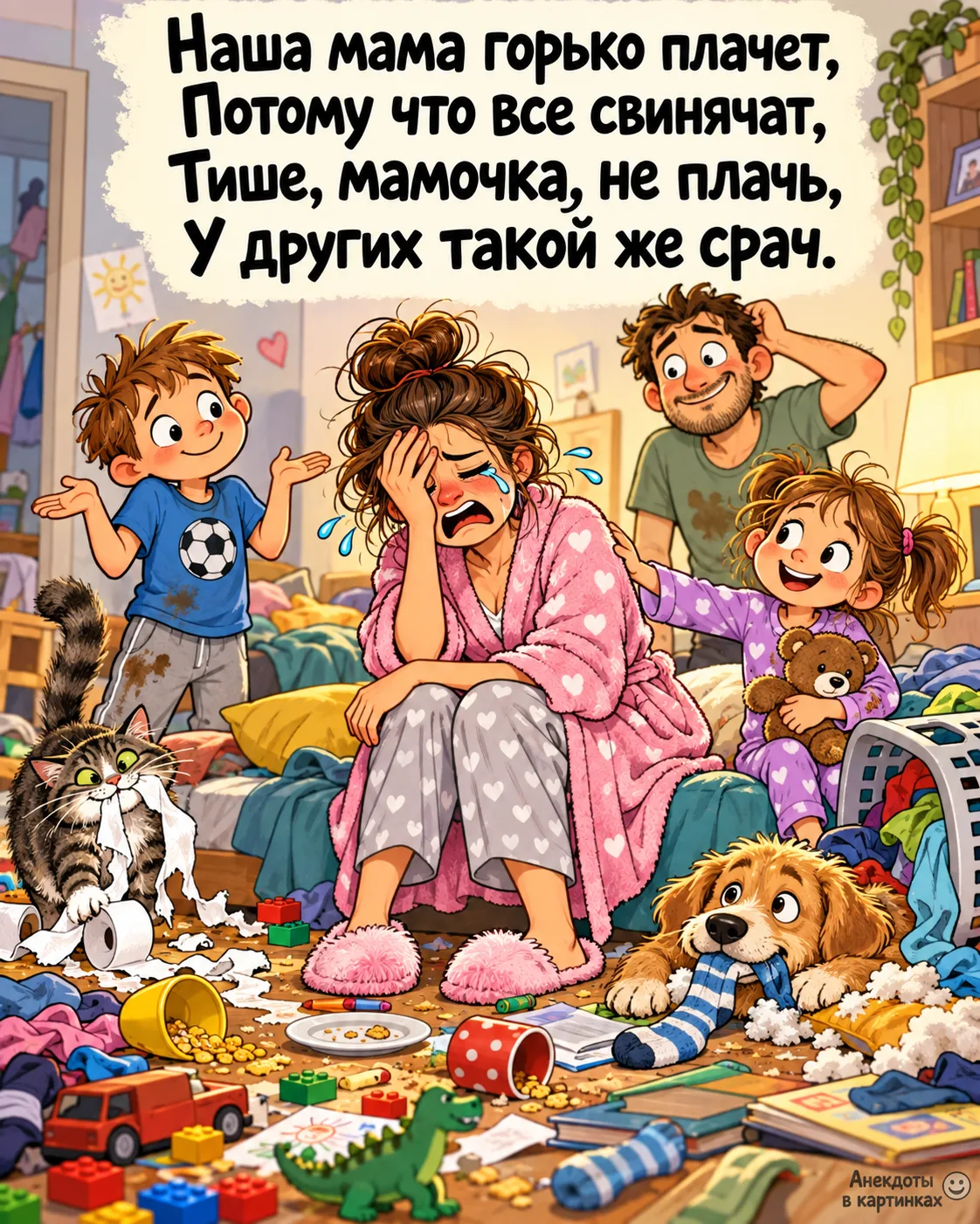 Наша мама горько плачет,