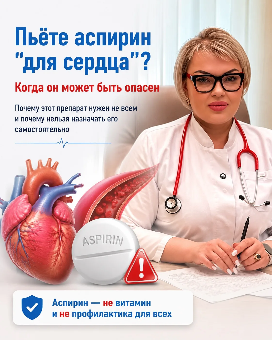 Пьёте аспирин «для сердца»? Вот когда он может быть опасен!

«Доктор, я принимаю аспирин для профила