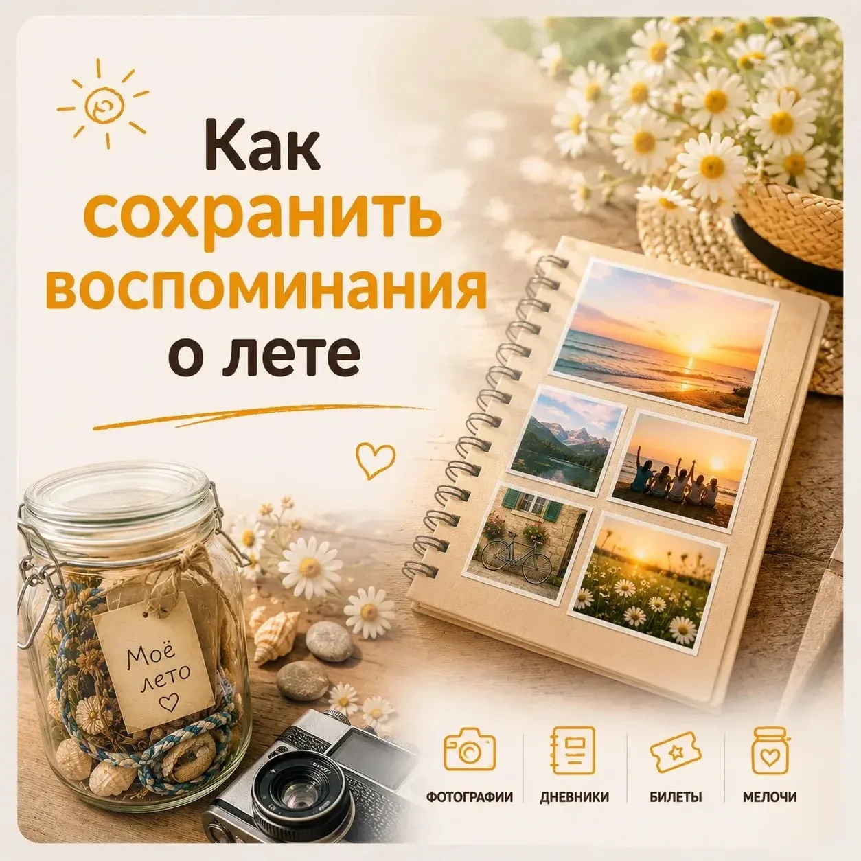 ☀️ Как сохранить воспоминания о лете?

Первый летний месяц уже подходит к концу. Кажется, каникулы т