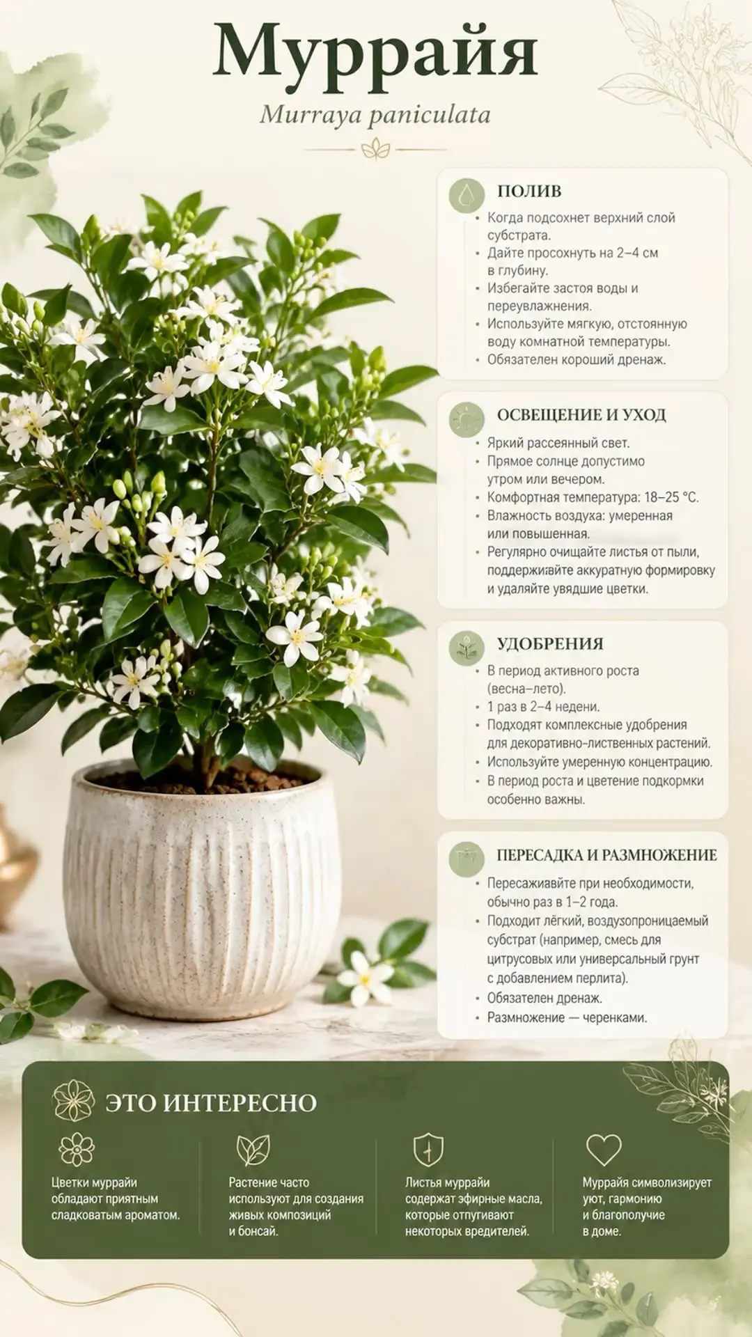 Уход за муррайей 🌱