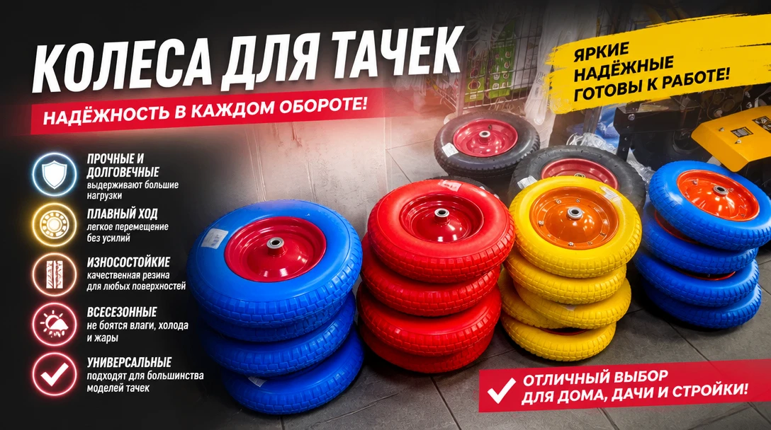 🛠️🚜 Новые колеса для строительных и садовых тачек в магазине ТеплоВоз!  🚜🛠️Ищете на...