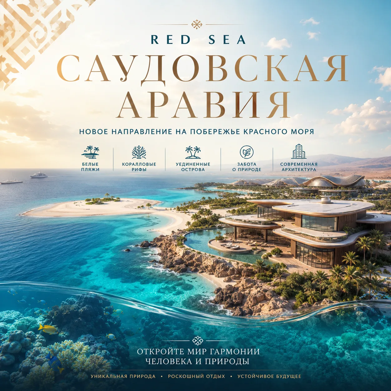 Red Sea — новое направление Саудовской Аравии на побережье Красного моря: белые пляжи, ...